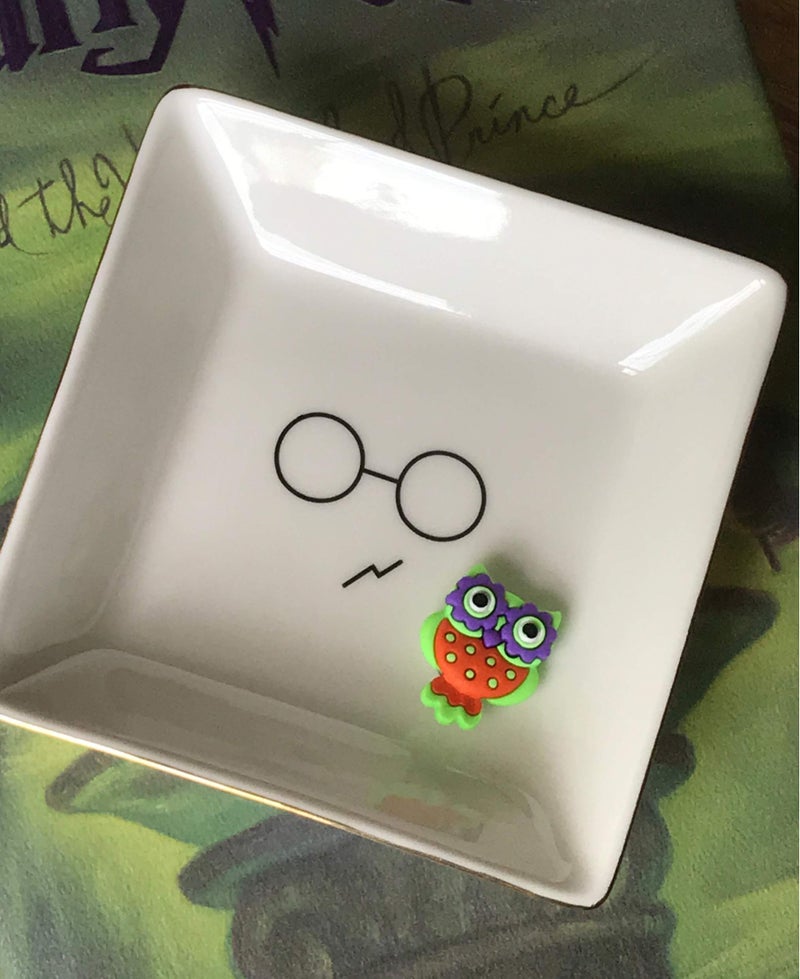 Simply Charmed Porcelain Jewelry Ring Holder Tray â€“ Harry Potter Gift, Porcelain Trinket Dish, 4"x4" White with Golden Glaze, Jewelry Organizer - Image 5